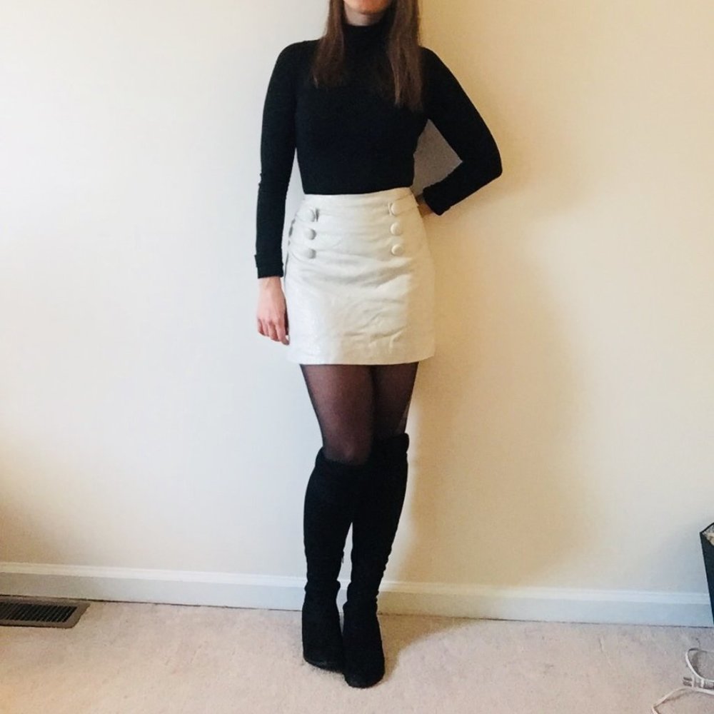 White/gold tinted JCrew A-line skirt